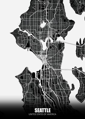 Seattle USA Dark Map