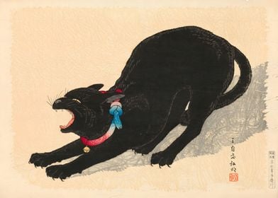 Ukiyo e A Black Cat