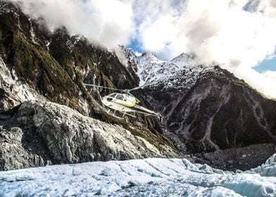 Helicopter on a glacier