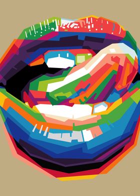 colorful lips in pop art