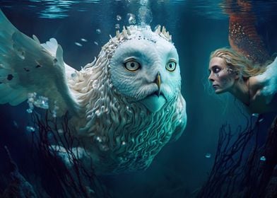 King snowy owl merman