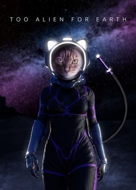 Space Cat Alien Poster