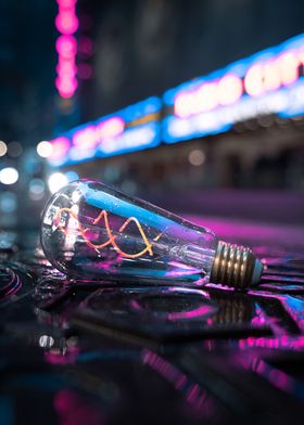 Light Bulb and City Lights