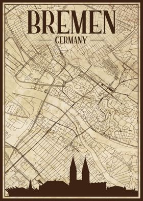 Bremen Map Skyline