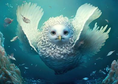 Snowy owl mermaid