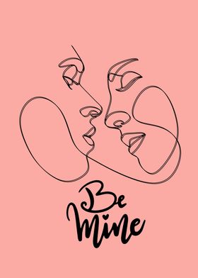 minimalist lover kissing 