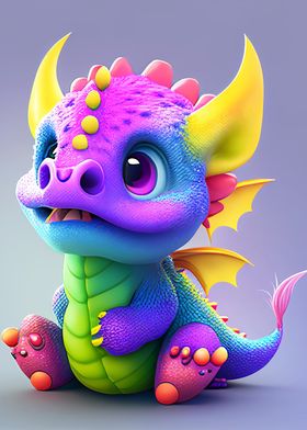 five color baby dragon