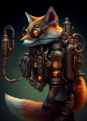 Fox robot steampunk 