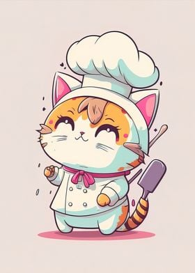 cat chef smile