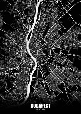 Budapest Hungary Dark Map