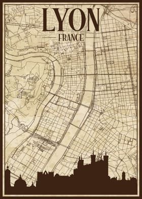 Lyon Map Skyline