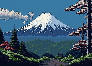 Mount Fuji pixel art 03