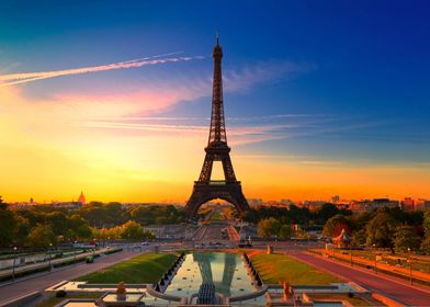 Sunset Above Eiffel Tower