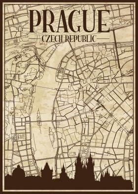 Prague Map Skyline