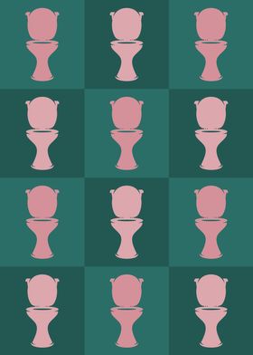 Toilet Icons Pop Art Teal