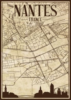 Nantes Map Skyline