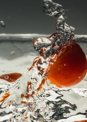 Tomato splashing in dish