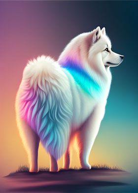 A beautiful Samoyed  dog