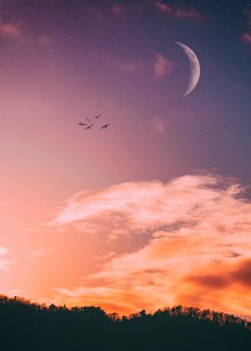 Moon and clouds