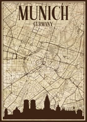 Munich Map Skyline