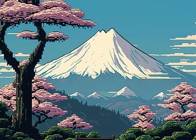Mount Fuji pixel art 04