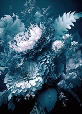 Blue flower blooms