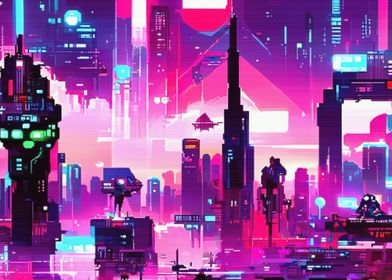 80s Neon City Cyberpunk