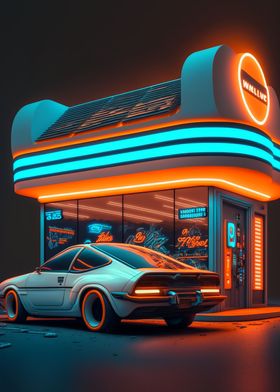 Cyber car at night