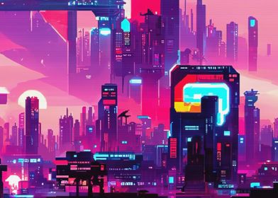 80s Neon City Cyberpunk