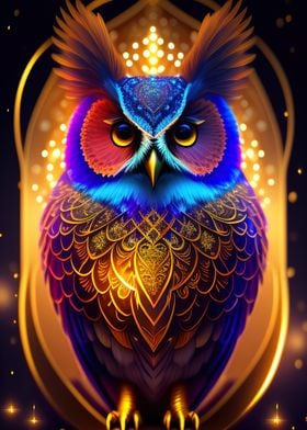Poster vivid colors Owl