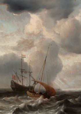 Stormy Sea with Ships