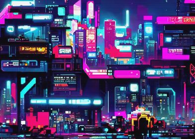 80s Neon City Cyberpunk