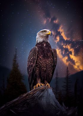 Bald Eagle under Milky Way