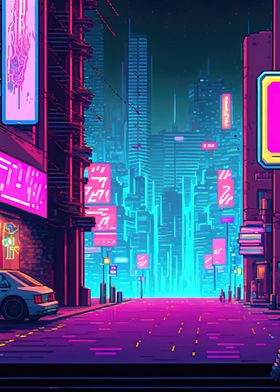 80s Neon City Cyberpunk