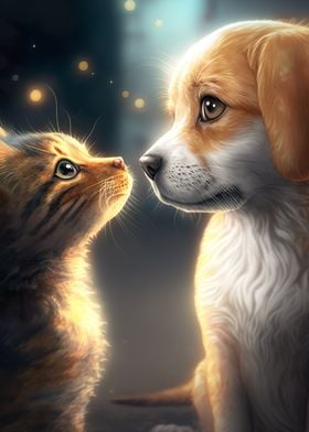 Best friends Cat and Dog