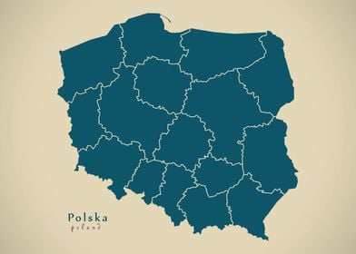 Poland with regions map