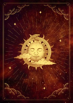 Tarot sun snake clouds