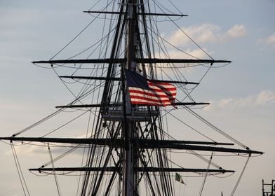 American Flag on a ship