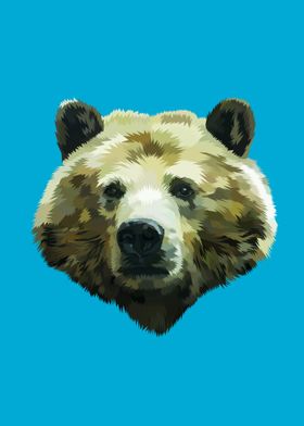 Bear head on pop art