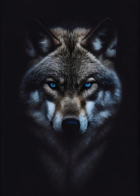 Portrait of a grey wolf