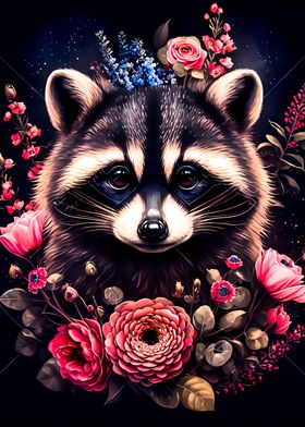 Raccoon and Flower