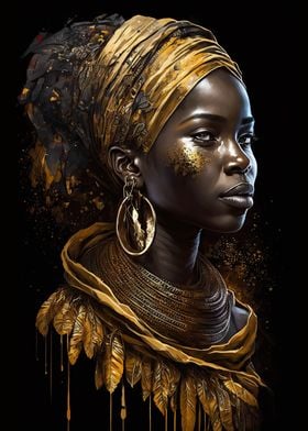 Black Woman African Gold