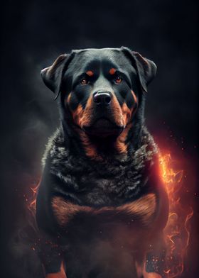 'Rottweiler Fire' Poster by DecoyDesign | Displate