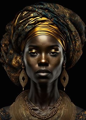 African Woman Black Gold