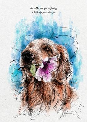 sweet dog and flower