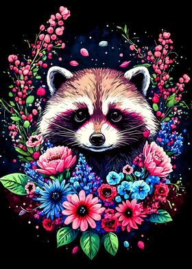 Raccoon and Flower