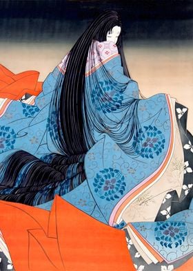 Ukiyo e Blue Kimono