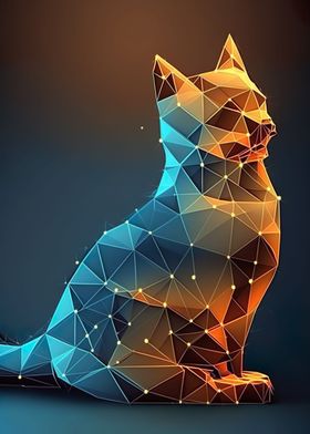 Low Poly Cat Poster