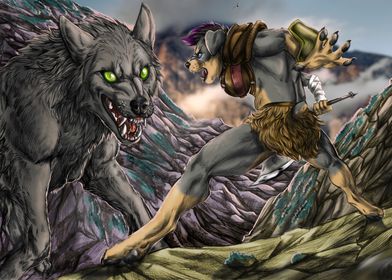 Wolf vs Barbarian Dog