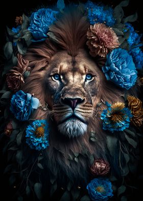 lion king art with flowers